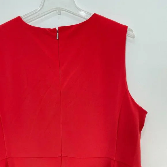 Ralph Lauren Women Dress 24W Red Midi Sleeveless A-Line Round Neck Plus Size New